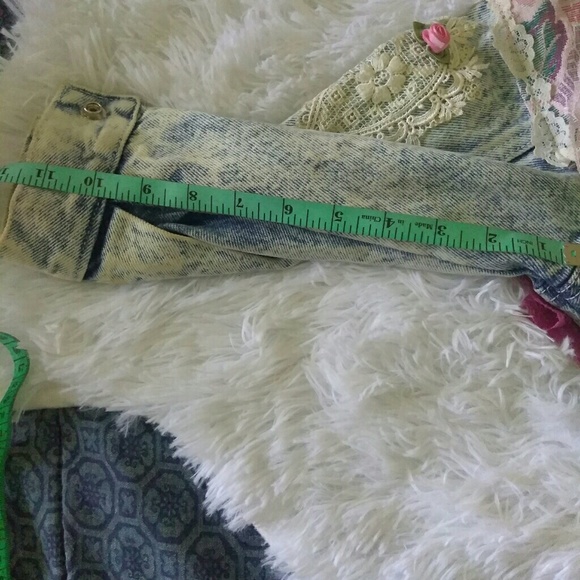 VTG OOAK 80s Acid Wash Denim Stone Embellished - Picture 7 of 8